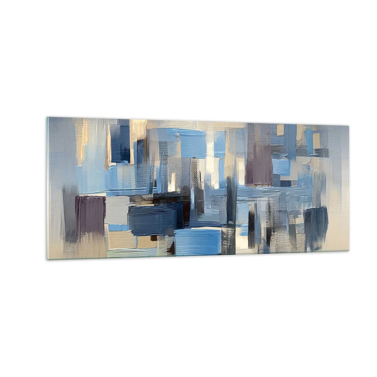 Tablou pe sticlă - Construcție albastră - 100x40 cm