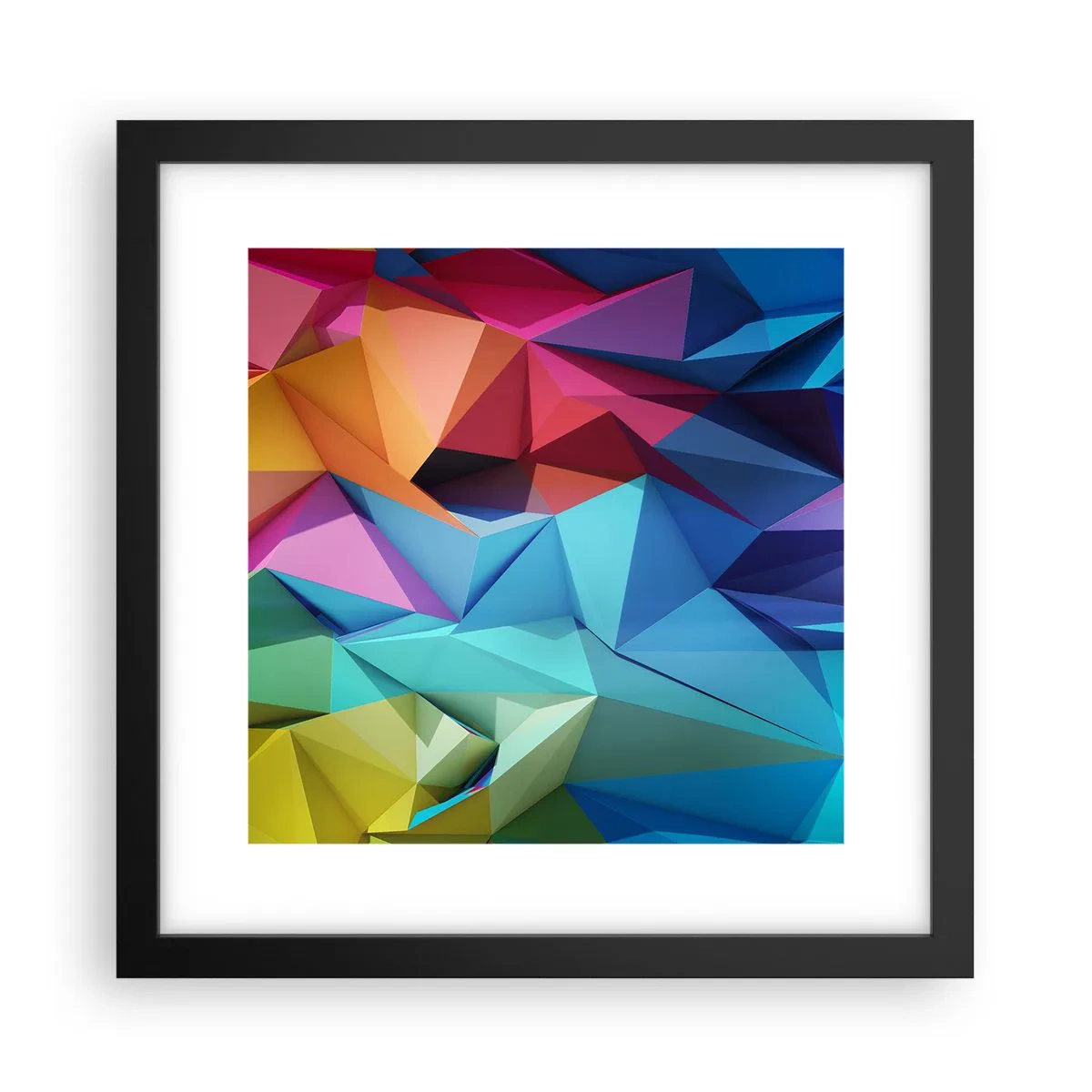 Poster în ramă neagră - Origami de curcubeu - 30x30 cm