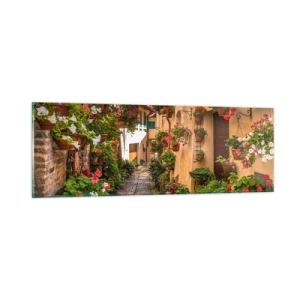 Tablou pe sticlă - Străduță italiană - 90x30 cm