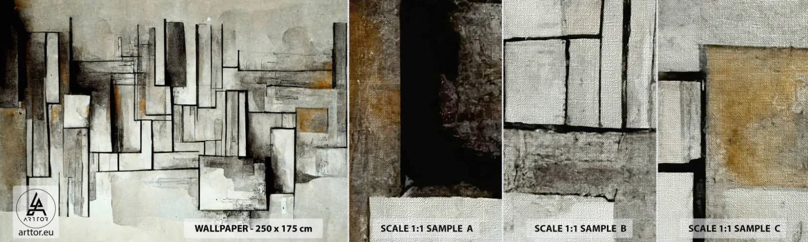 Mostră tapet Premium Canvas - Puterea simplității - Bucată, În vârstă, liniuțe - 100x30 cm