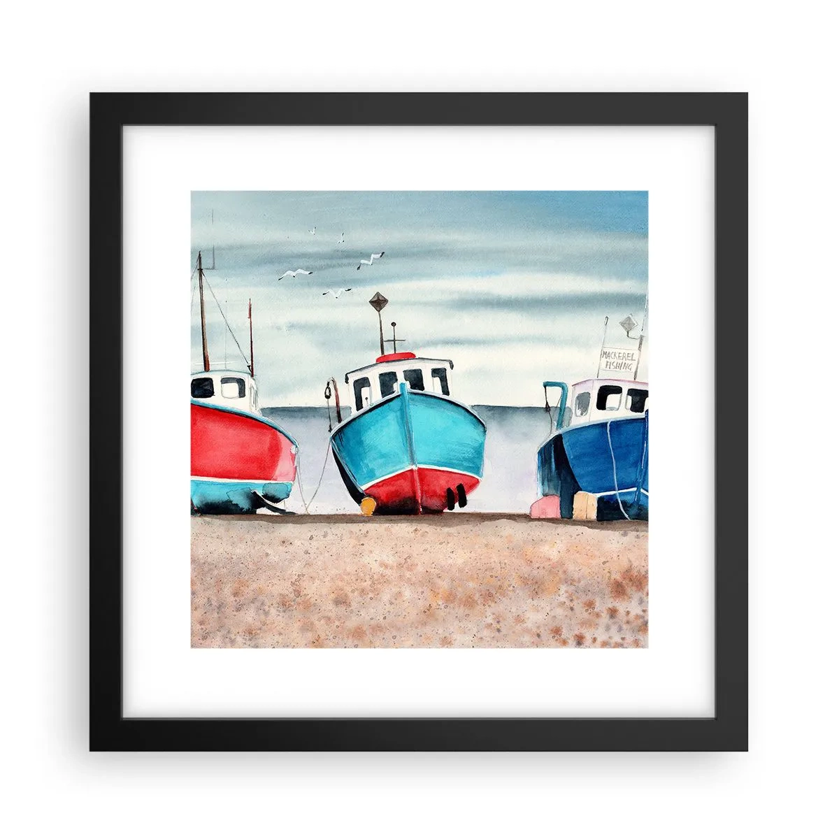 Poster în ramă neagră - Gata pentru pescuit - 30x30 cm