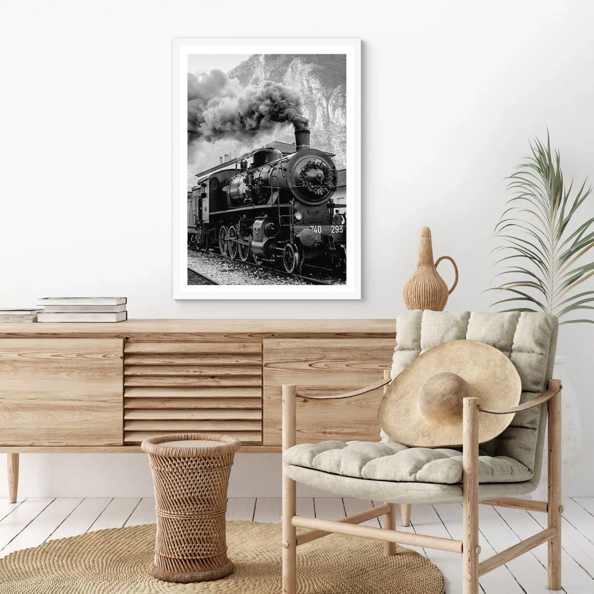 Poster în ramă albă - La gară... - 40x50 cm