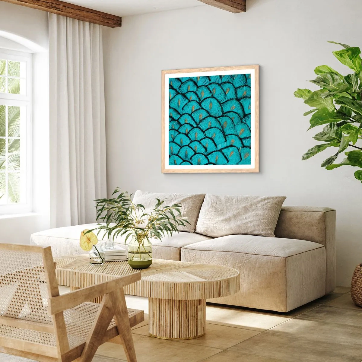 Poster în ramă de stejar deschis - Marea gală a penelor - 60x60 cm