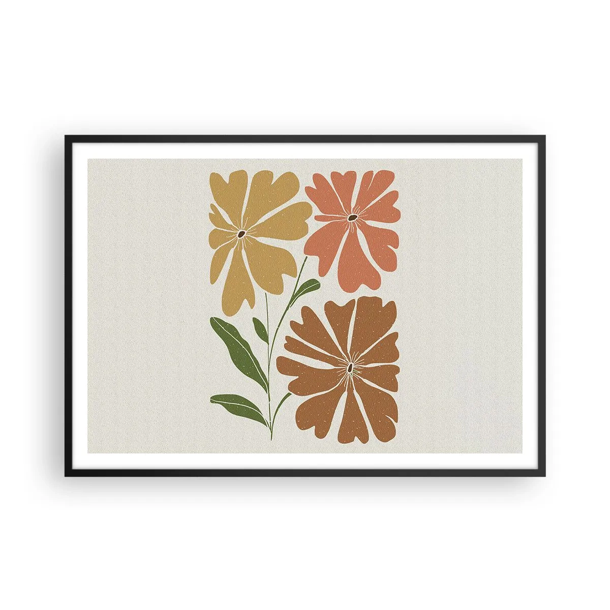 Poster în ramă neagră - Natură și geometrie - 100x70 cm