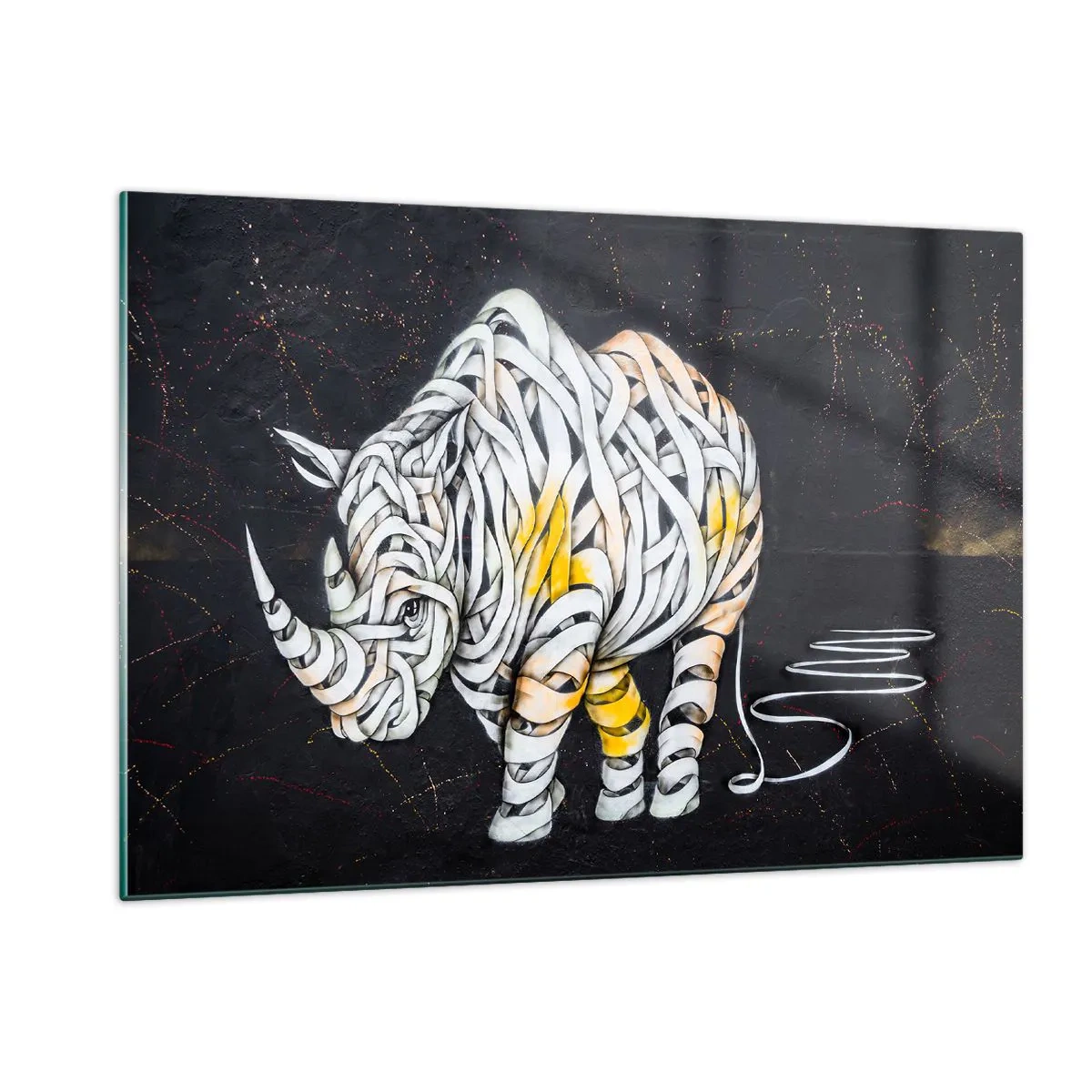 Tablou pe sticlă - Rinocer cu piele delicată - 120x80 cm