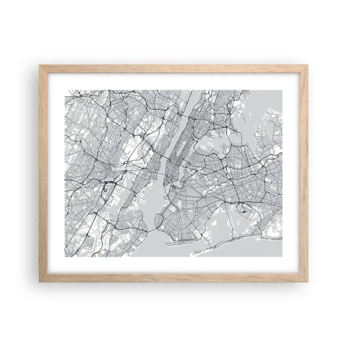 Poster în ramă de stejar deschis - Anatomia unei metropole - 50x40 cm