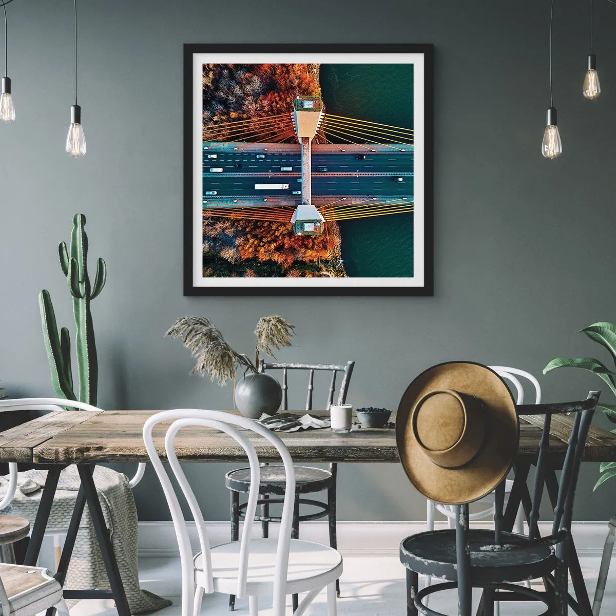 Poster în ramă neagră - Din pădure spre apă - 30x30 cm