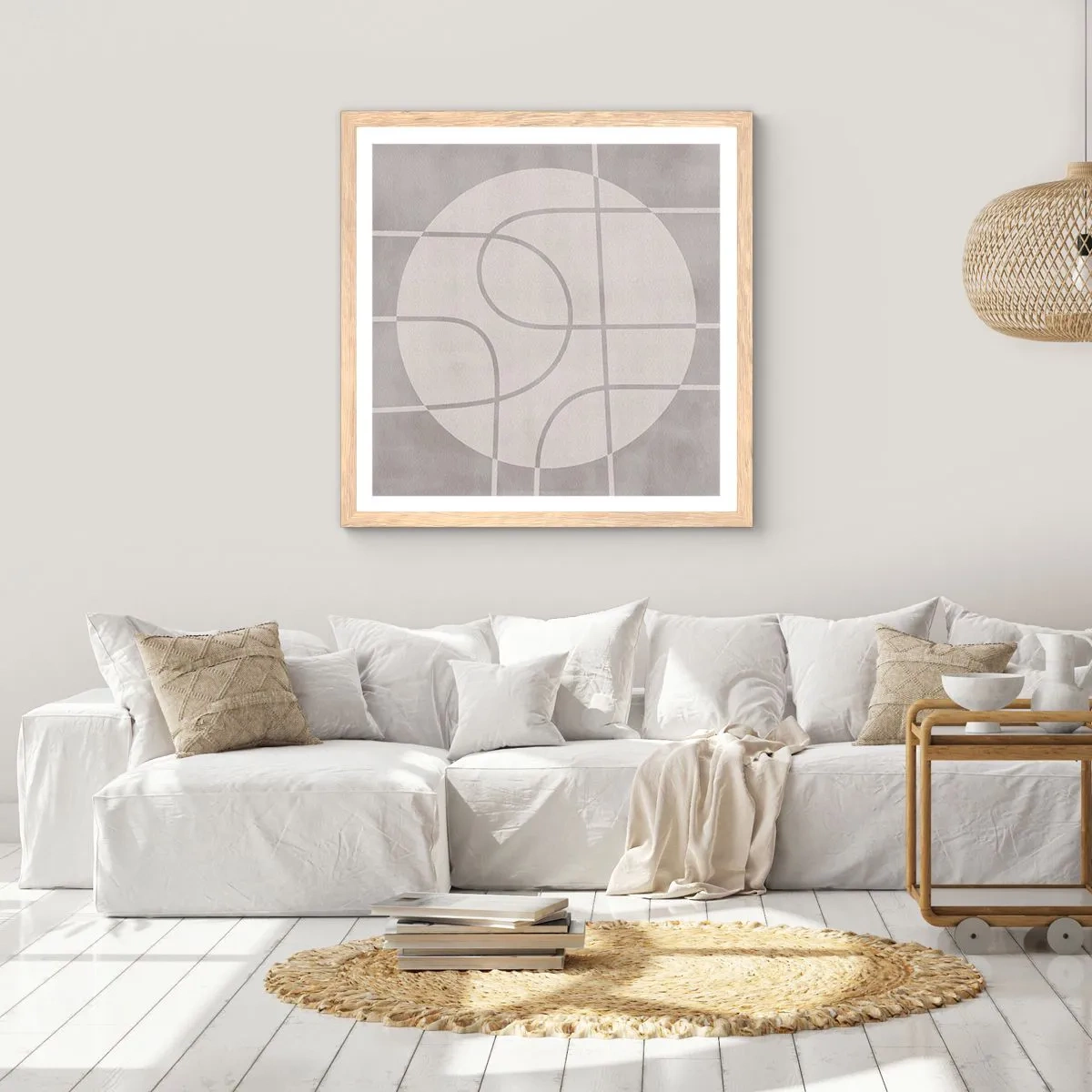 Poster în ramă de stejar deschis - Circular și drept înainte - 60x60 cm
