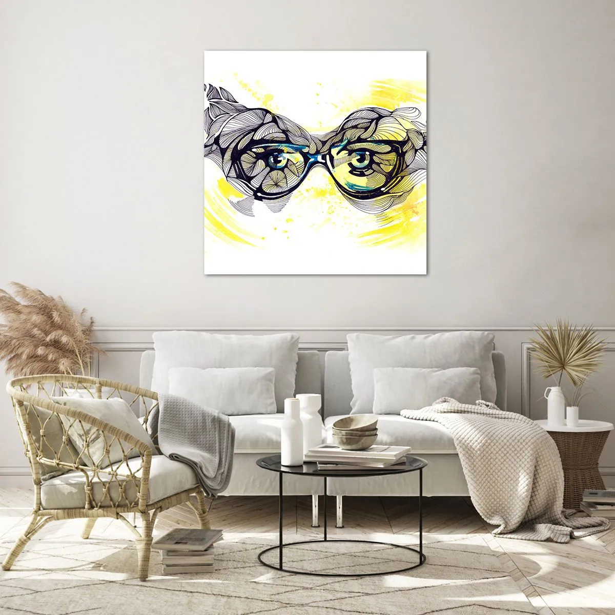 Tablou pe sticlă - Prin ochelari albaștri - 40x40 cm