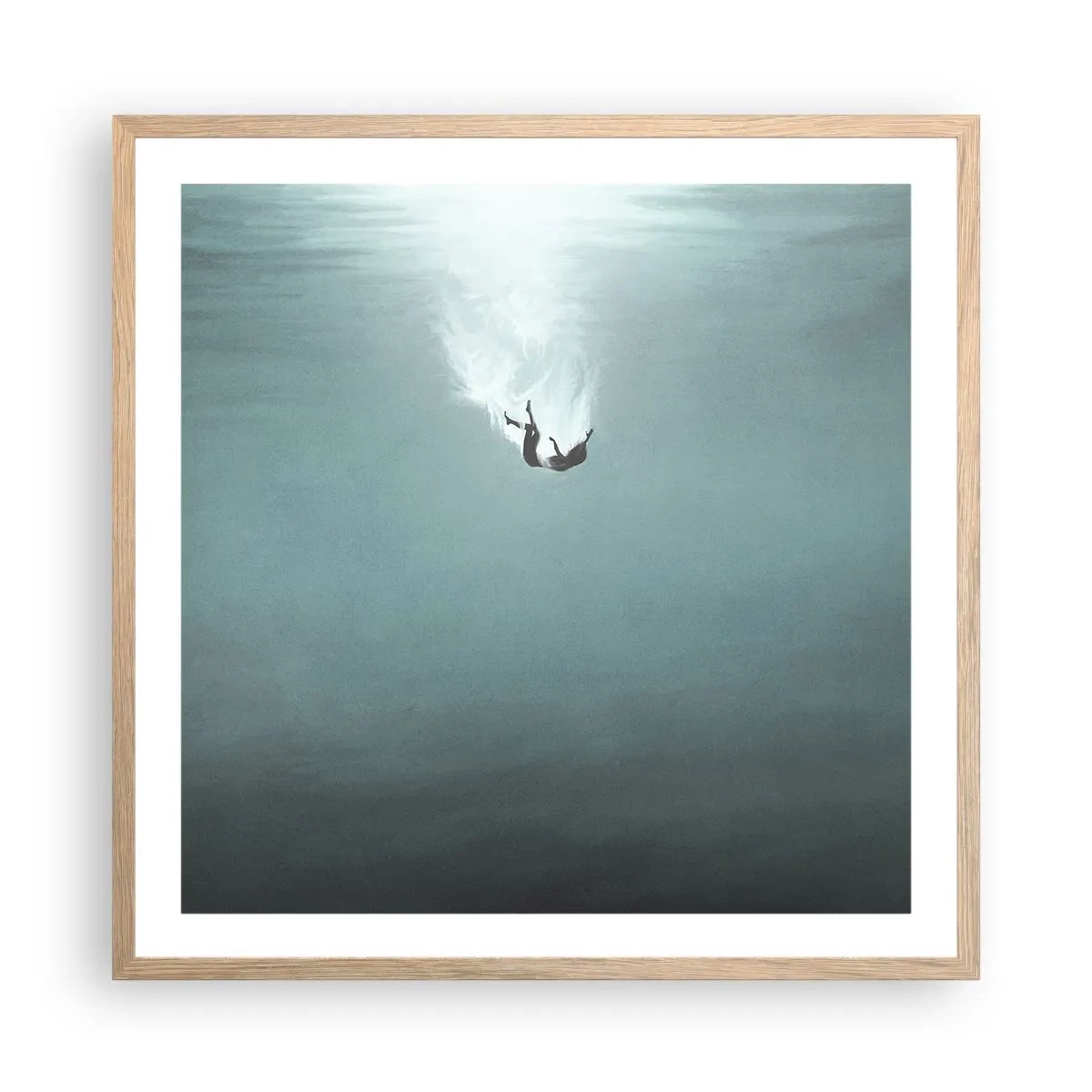 Poster în ramă de stejar deschis - În îmbrățișarea oceanului - 60x60 cm