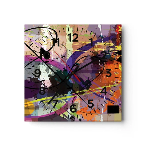 Ceas de perete - Ceas pe sticlă - Poate fi drept sau de jur împrejur - 30x30 cm