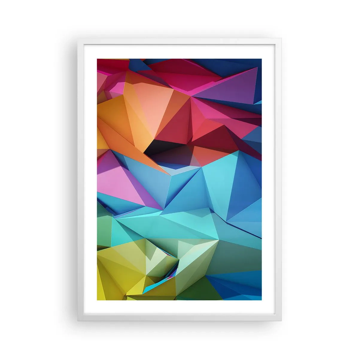 Poster în ramă albă - Origami de curcubeu - 50x70 cm
