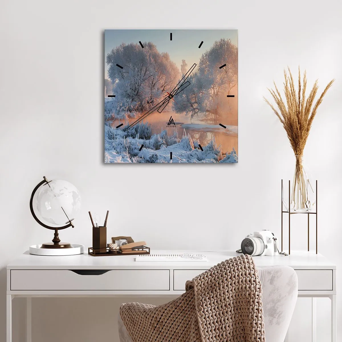 Ceas de perete - Ceas pe sticlă - Totul strălucește în cristal însorit - 40x40 cm