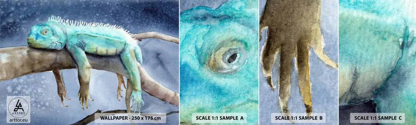 Mostră tapet autocolant Deluxe Sticker - Este bine! - Cameleon, Animal, Lene - 100x30 cm