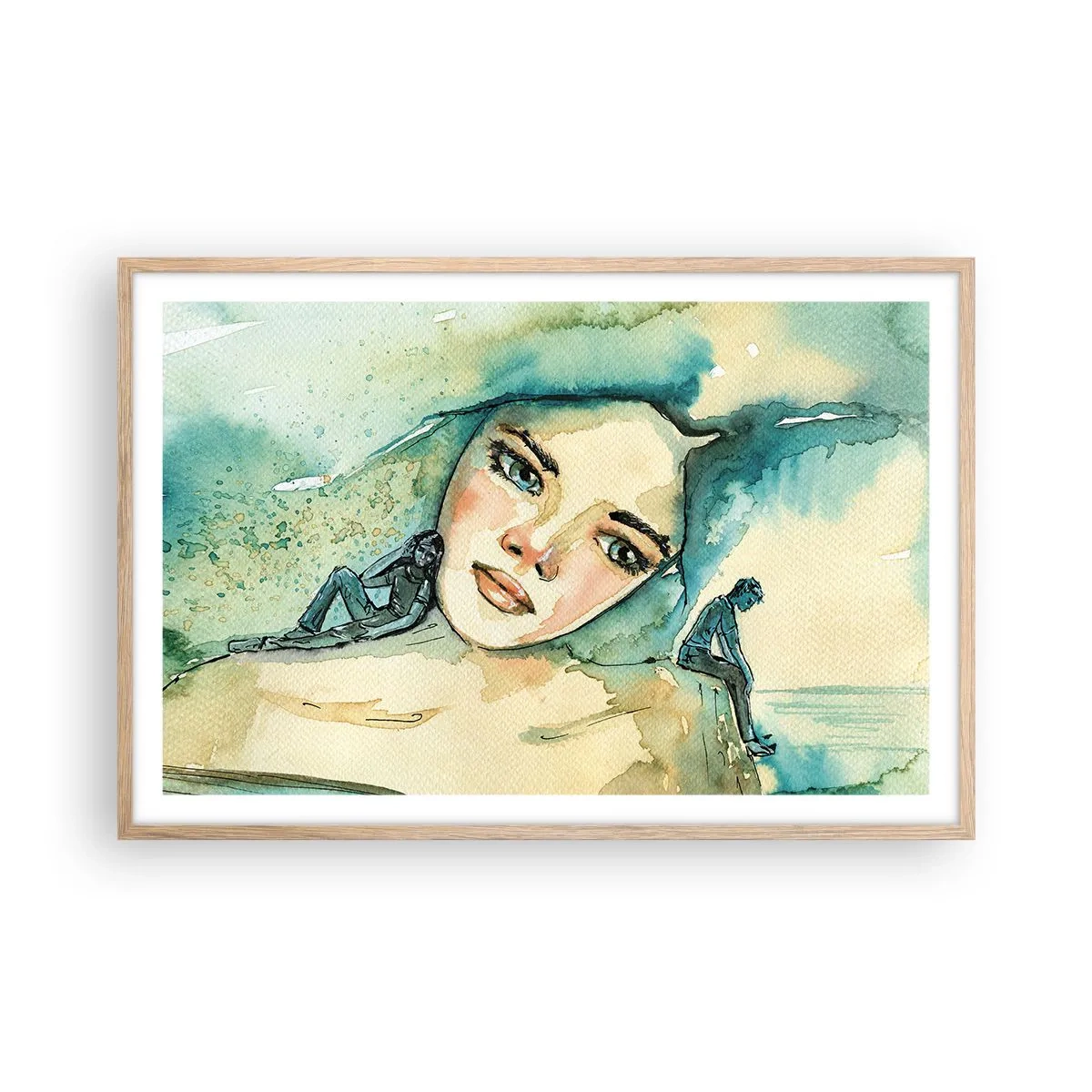 Poster în ramă de stejar deschis - Am I blue? - 91x61 cm