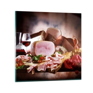 Tablou pe sticlă - Un vis culinar cu o carafă - 70x70 cm