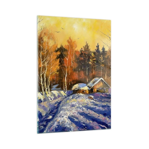 Tablou pe sticlă - Impresie de iarnă în soare - 50x70 cm