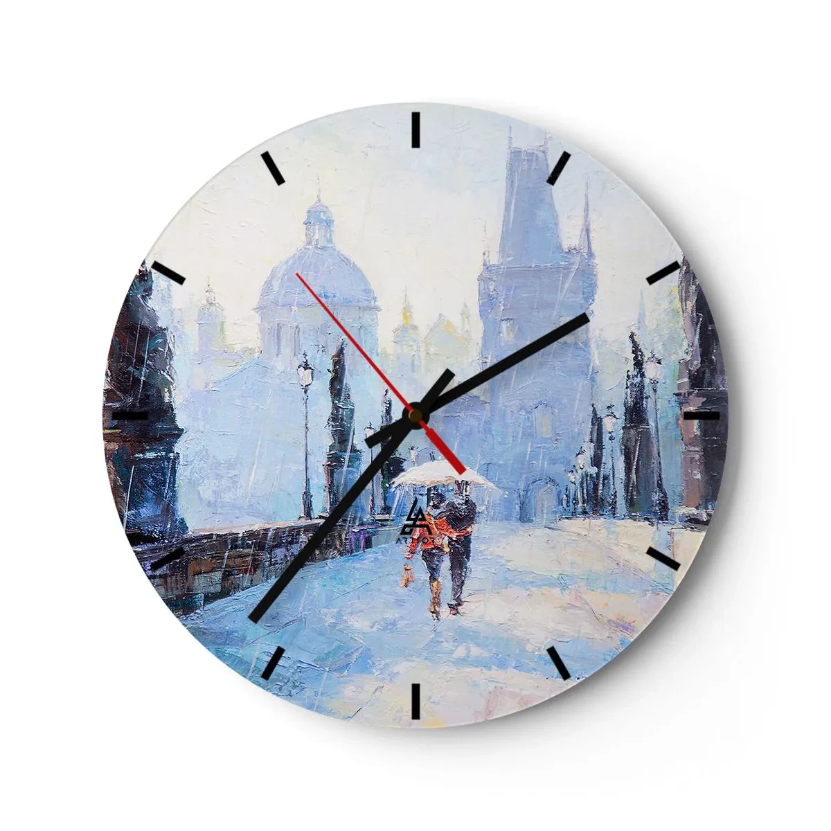 Ceas de perete - Ceas pe sticlă - Probabil că am fost vrăjiți de ploaie - 40x40 cm