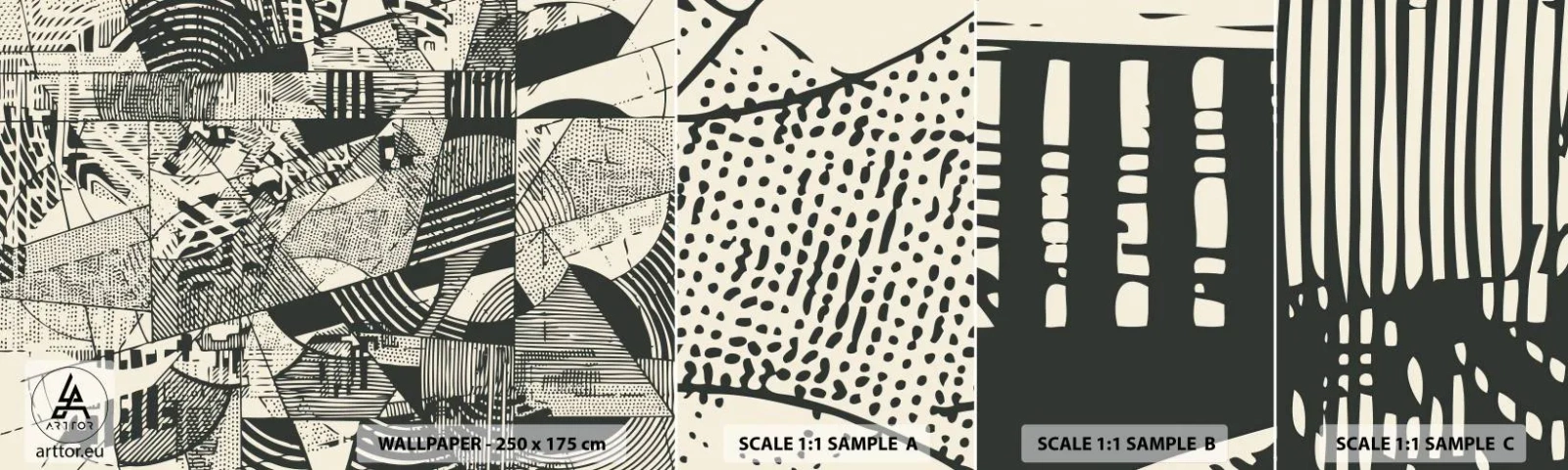 Mostră de Tapet Standard Eco - Dinamica de astăzi - Abstracția, Epocă, Grafică - 100x30 cm