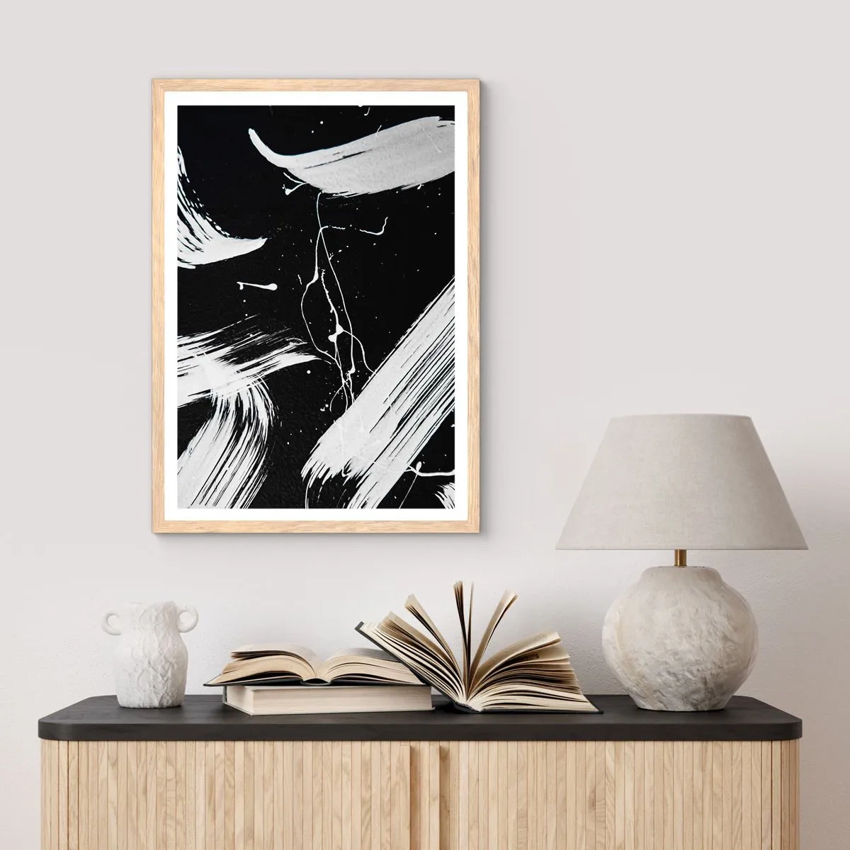 Poster în ramă de stejar deschis - Abisul întunericului - 40x50 cm