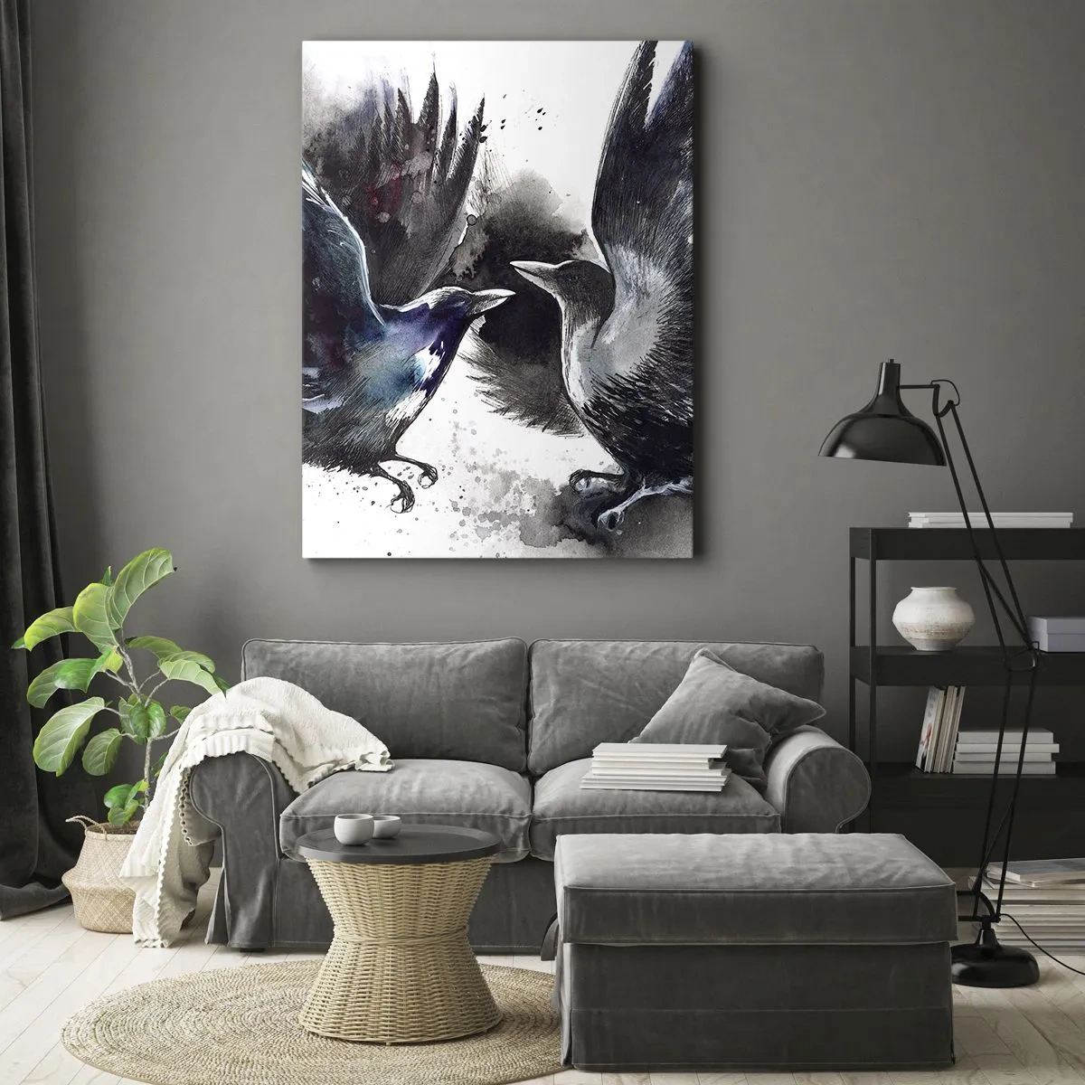 Tablou pe pânză - Bătălia corbilor - 45x80 cm
