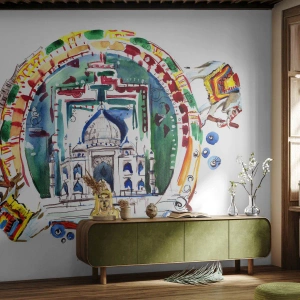 Tapet Premium Sand - Echilibrul hindus al lumii - Buddha, India, budism - 300x210 cm