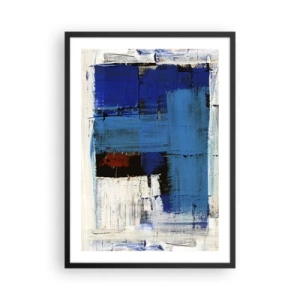 Poster în ramă neagră - Compoziție abstractă în nuanțe de albastru și alb - 50x70cm - Secretul albastru - Decorațiune modernă pentru perete pentru living și dormitor ARTTOR