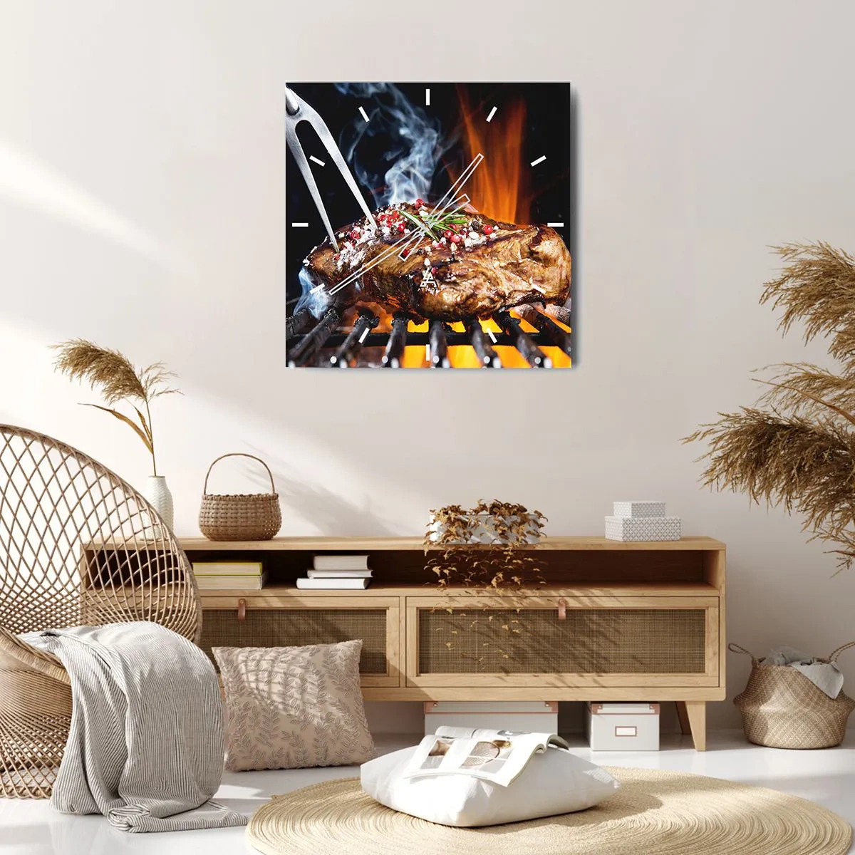 Ceas de perete - Ceas pe sticlă - Suculente și parfumate - 30x30 cm