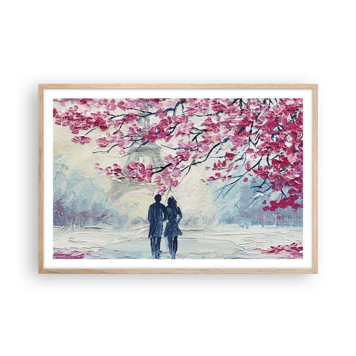 Poster în ramă de stejar deschis - Plimbare romantică - 91x61 cm