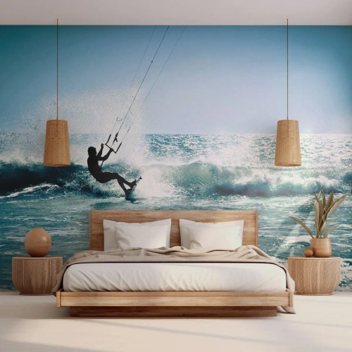 Tapet Autoadeziv Deluxe Sticker - Lasă-te dus de val - Sport, Kitesurfing, Mare - 500x350 cm