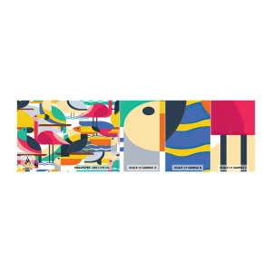 Mostră tapet autocolant Deluxe Sticker - Cheful păsărilor - Abstracția, Pelican, Bucată - 100x30 cm