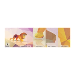 Mostră tapet Premium Canvas - Regele diamantat - Animale, Leu, Figura geometrică - 100x30 cm
