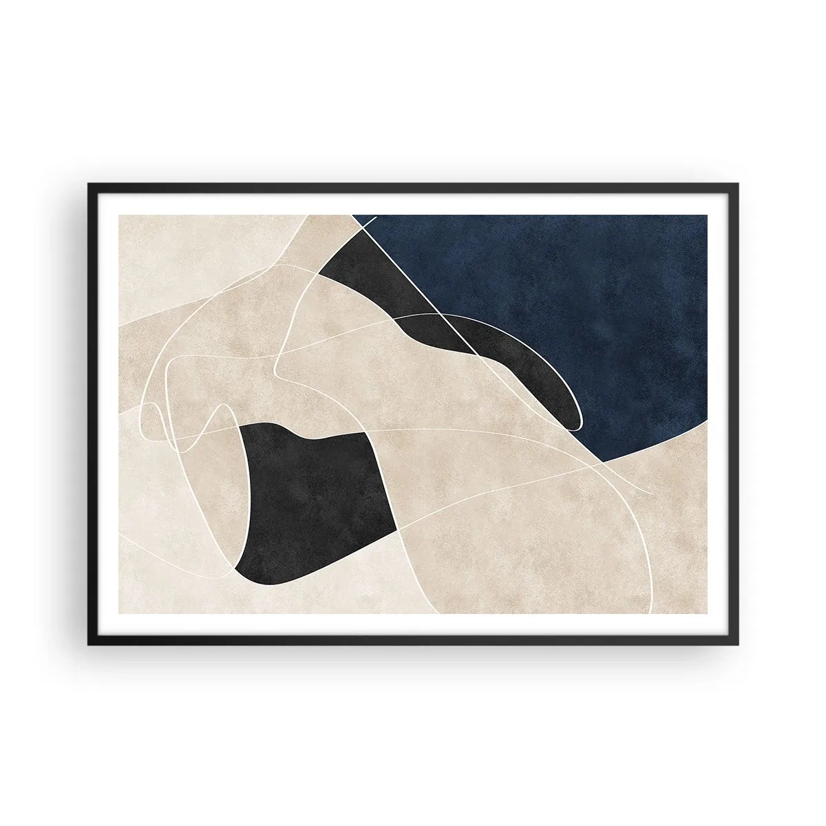 Poster în ramă neagră - Compoziție abstractă - contrast de culori - 100x70 cm