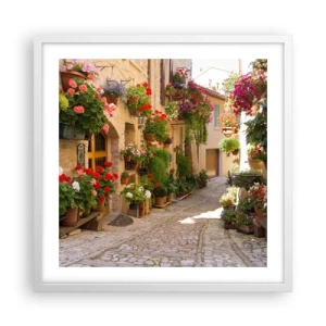 Poster în ramă albă - Într-un potop de flori - 50x50 cm