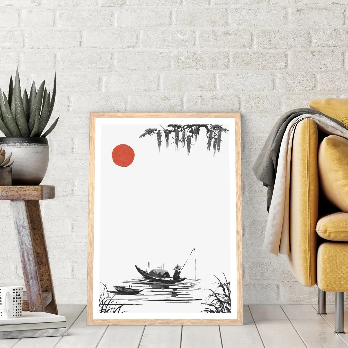 Poster în ramă de stejar deschis - O după-amiază asiatică - 30x40 cm