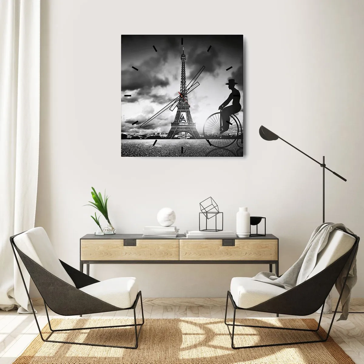 Ceas de perete - Ceas pe sticlă - Dorul de Belle Epoque - 40x40 cm