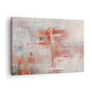 Tablou pe pânză Canvas - O compoziție abstractă cu nuanțe de roșu și culori pastelate. - 70x50cm - În ceață. Dar roz - Decorațiune modernă pentru perete pentru living și dormitor ARTTOR