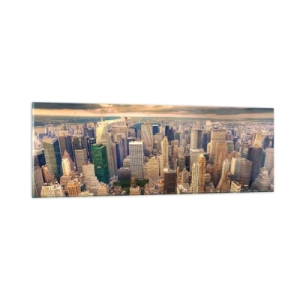 Tablou pe sticlă - O metropolă aurită - 90x30 cm