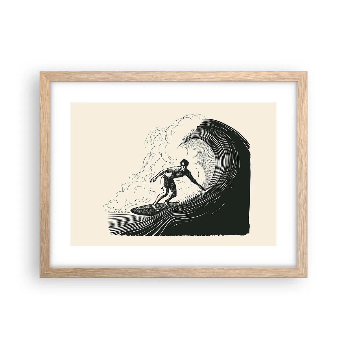 Poster în ramă de stejar deschis - Regele valului - 40x30 cm