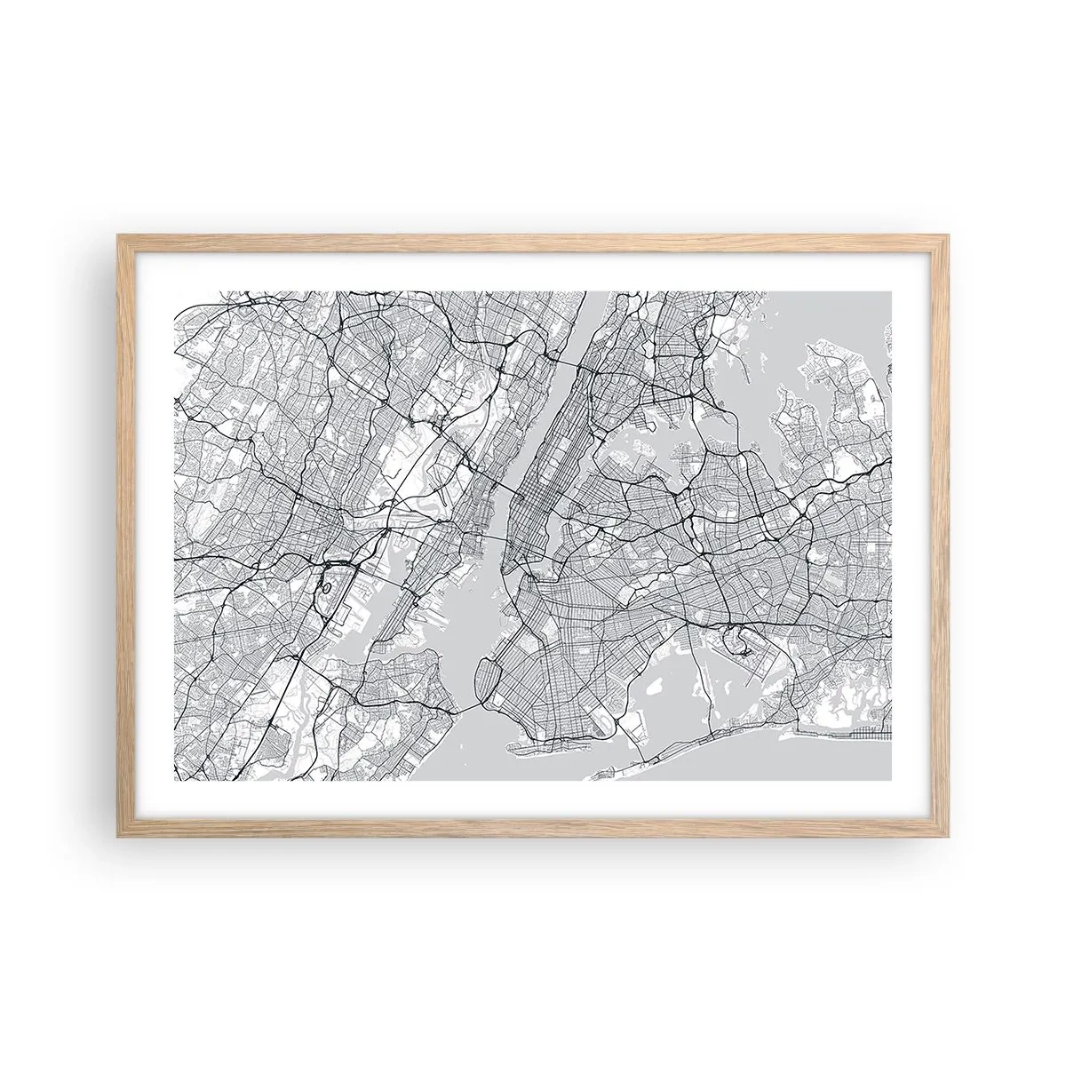 Poster în ramă de stejar deschis - Anatomia unei metropole - 70x50 cm