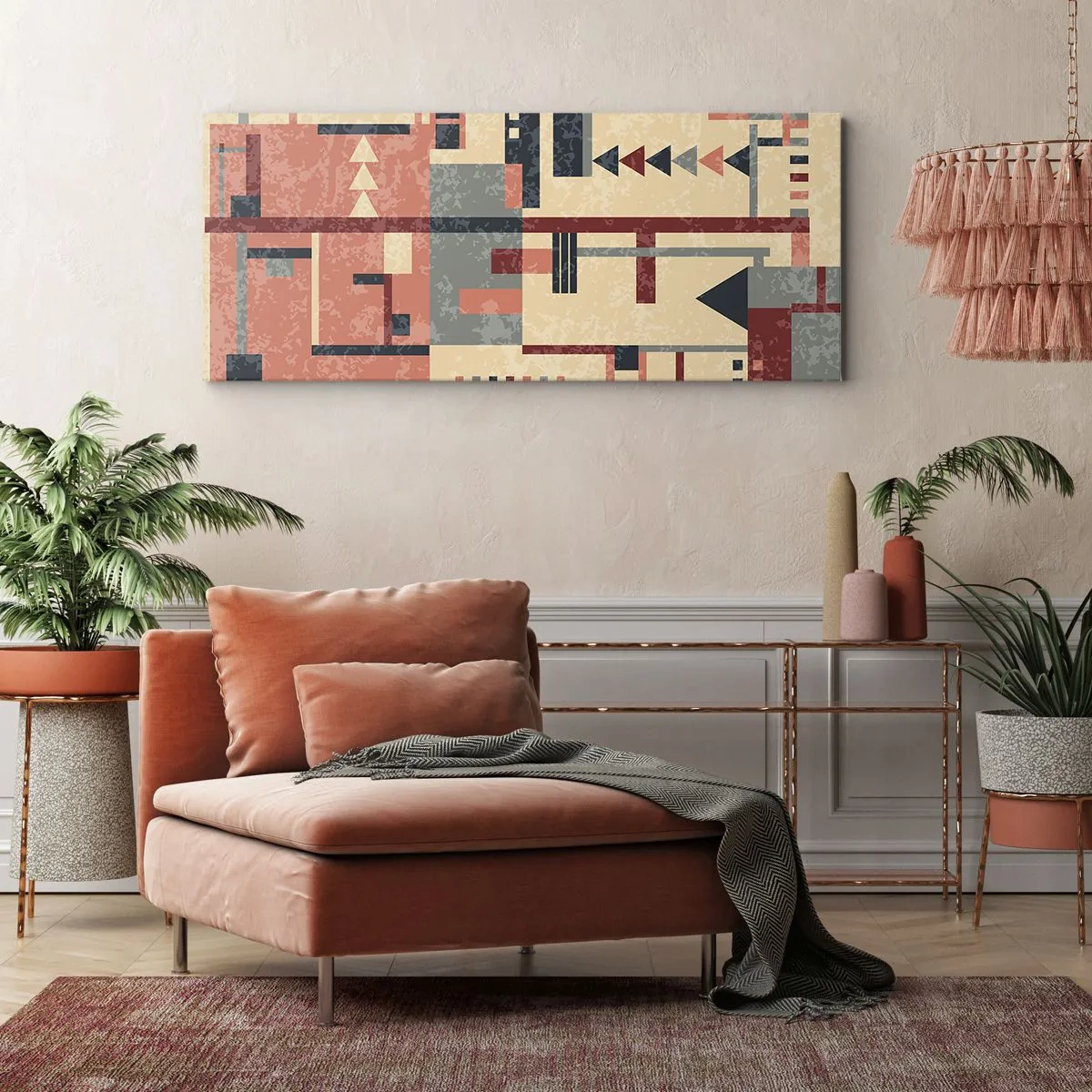 Tablou pe pânză - Combinație de verticale și orizontale - 100x40 cm