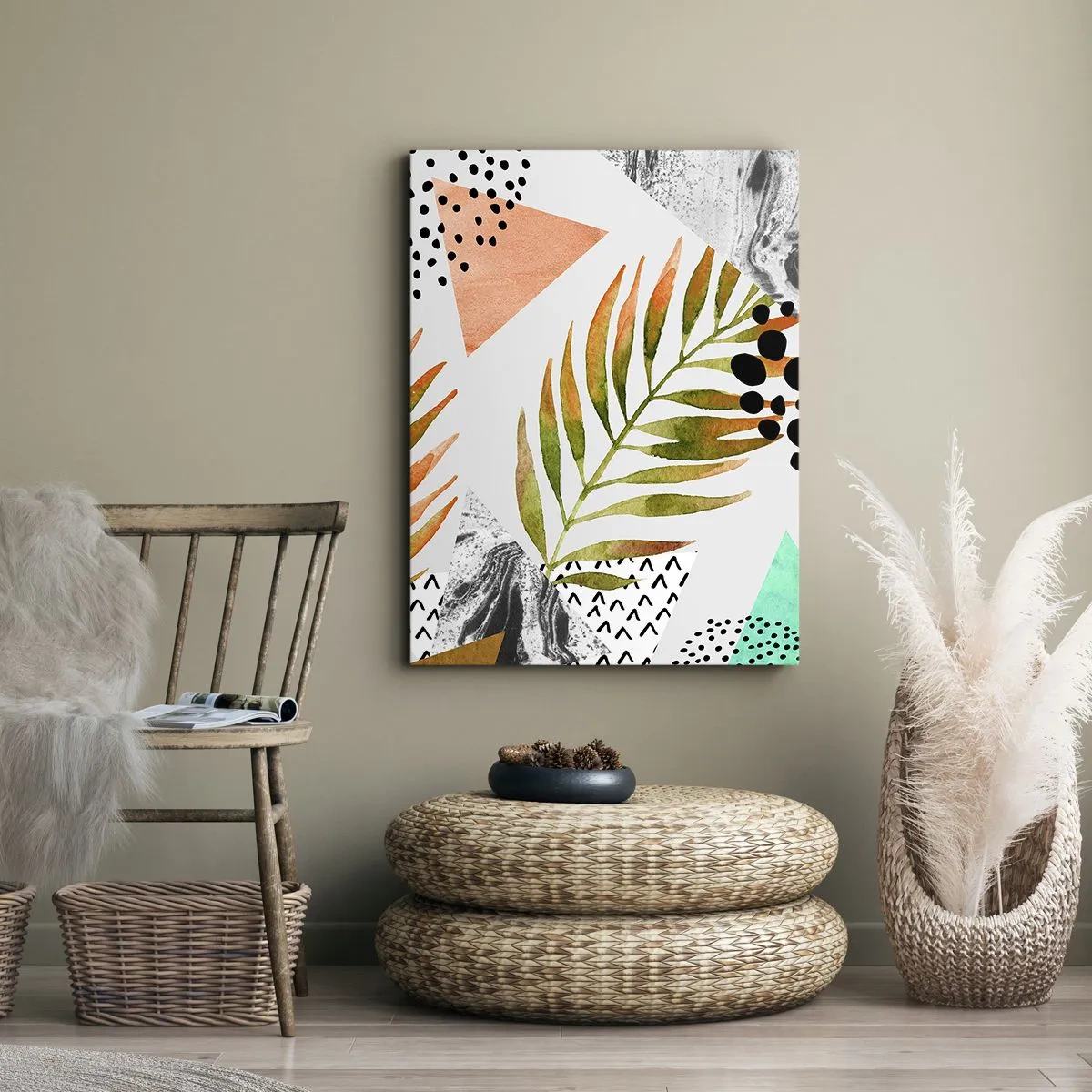 Tablou pe pânză - Decorațiuni cu frunze de palmier - 50x70 cm