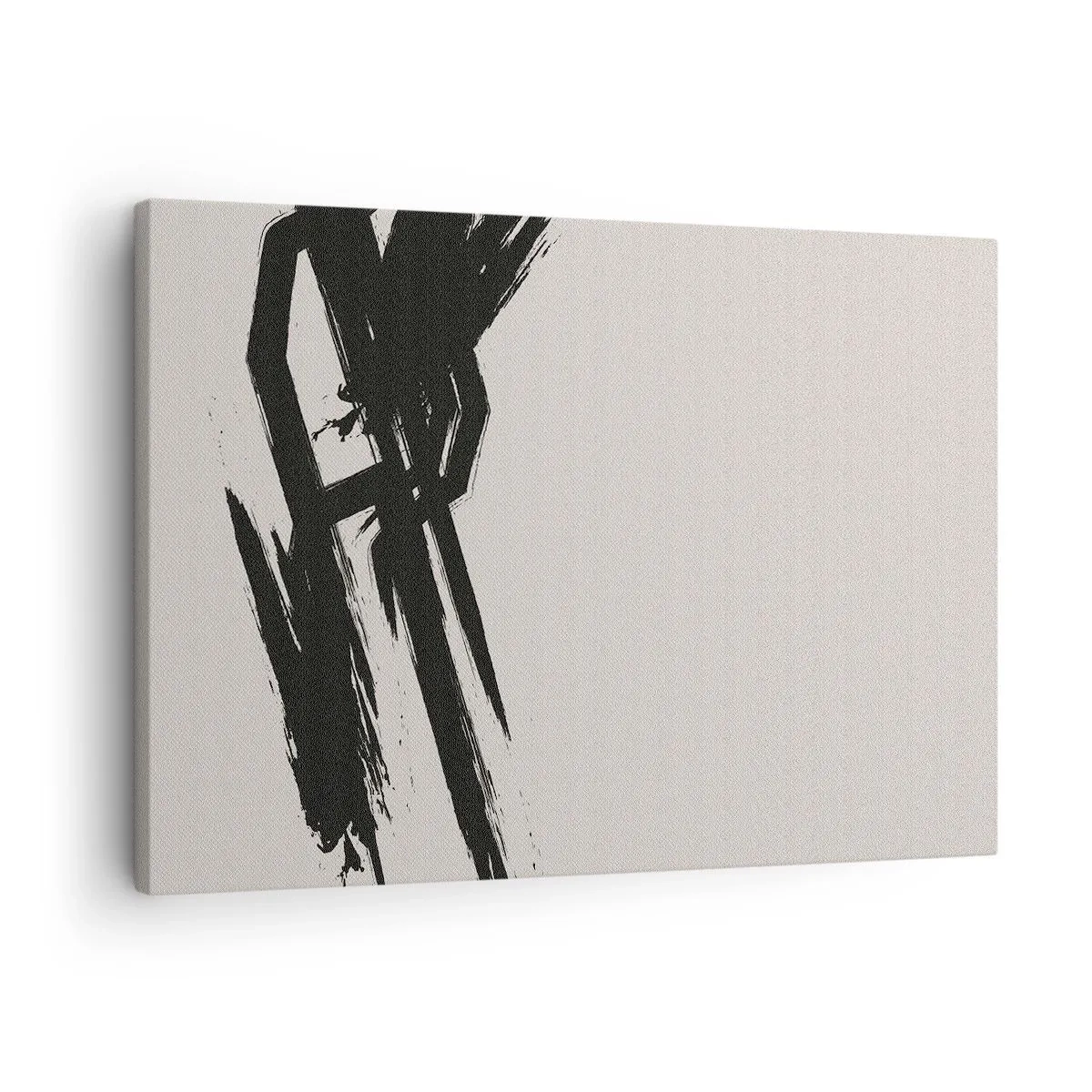 Tablou pe pânză Canvas - Pensule dinamice în negru pe un fundal deschis - 70x50cm - Un impuls de neoprit - Decorațiune modernă pentru perete pentru living și dormitor ARTTOR