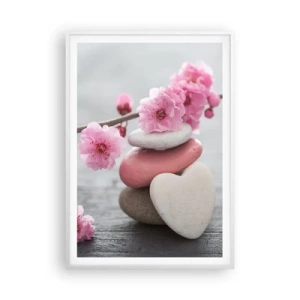 Poster în ramă albă - Fericirea florilor de cireș - 70x100 cm