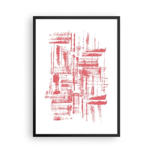 Poster în ramă neagră - Linii geometrice roșii pe fundal alb - 50x70cm - Orașul roșu - Decorațiune modernă pentru perete pentru living și dormitor ARTTOR