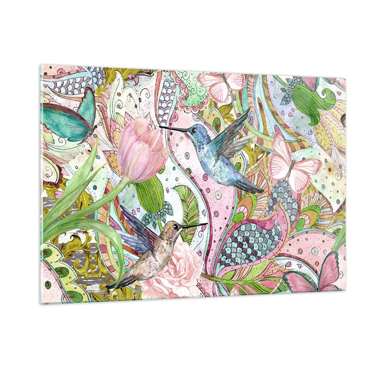 Tablou pe sticlă - Încurcat în viță de vie - 120x80 cm