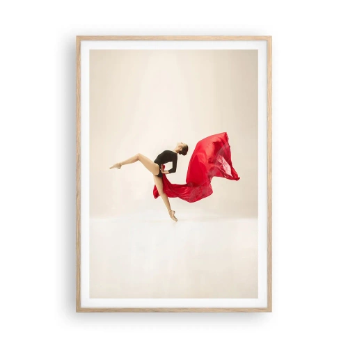 Poster în ramă de stejar deschis - Roșu și negru - 70x100 cm