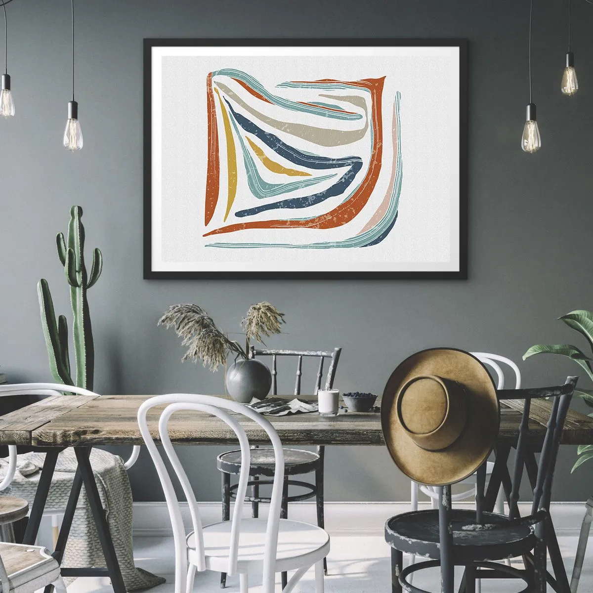 Poster în ramă neagră - Abstracție prietenoasă și zâmbitoare - 70x50 cm