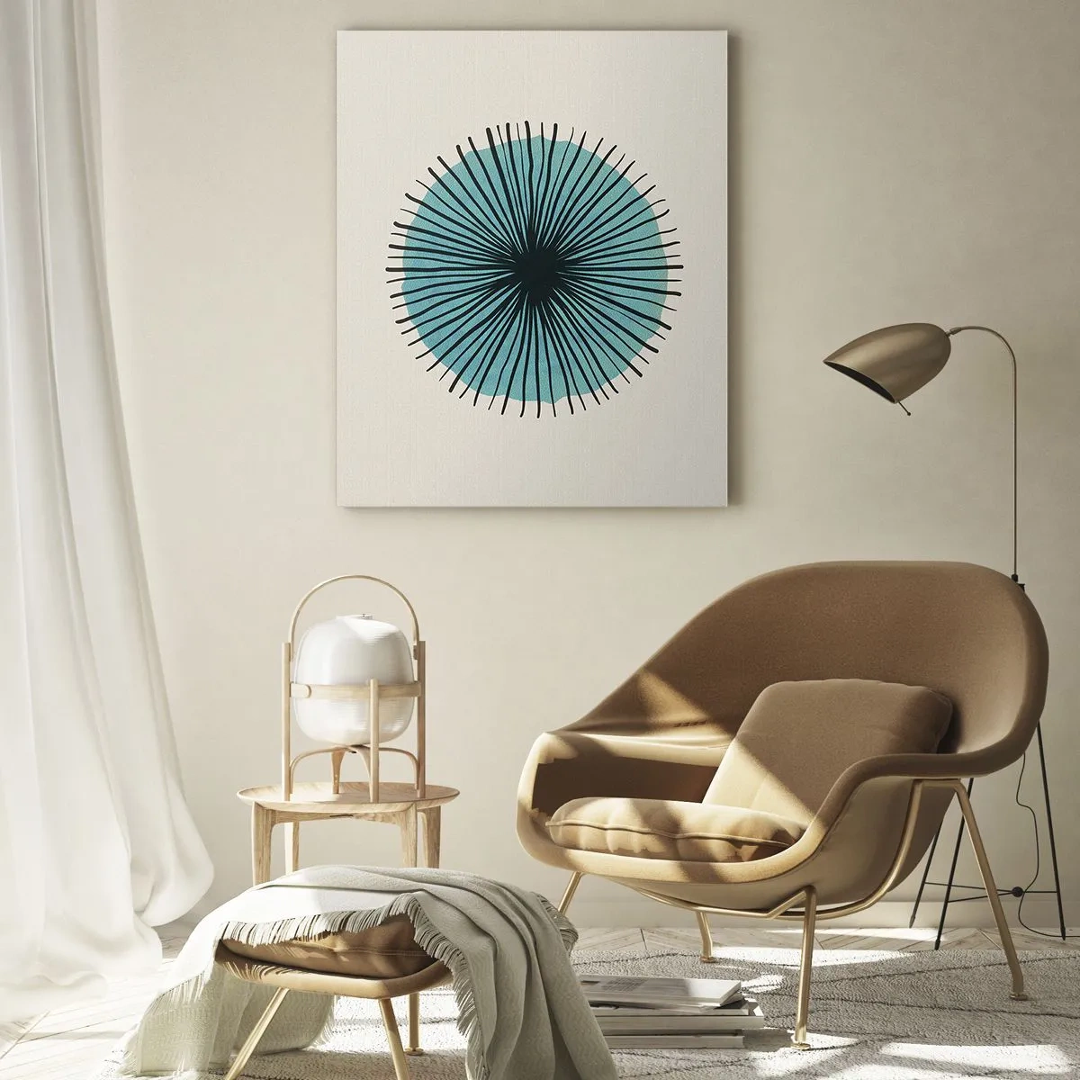 Tablou pe sticlă - Radiant pe albastru - 50x70 cm