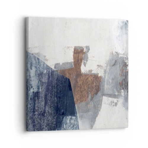 Tablou pe pânză - Forme albastre-maronii - 30x30 cm